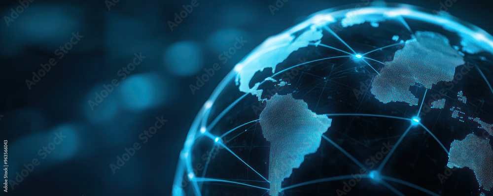 Aufkleber a digital representation of the globe connected by lines, symbolizing global networking and technolo