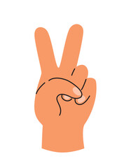 Peace gesture. Human hand vector illustration.