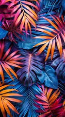 Photo of colorful palm tree leaves, wallpaper, hdr, detailed