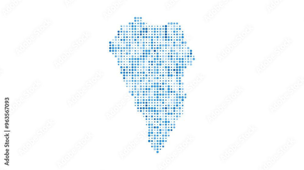 Poster la palma dotted digital map. map of la palma with pulsating colored circles. shape of the island fil