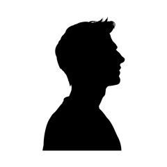 silhouette of young handsome man twenty years old, profile, side view, isolated