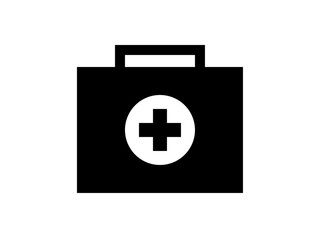シンプルな十字マーク救急箱アイコンM：黒