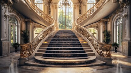 Grand Staircase in a Luxurious Mansion