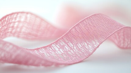 Fototapeta premium Delicate Pink Lace Ribbon With Intricate Pattern