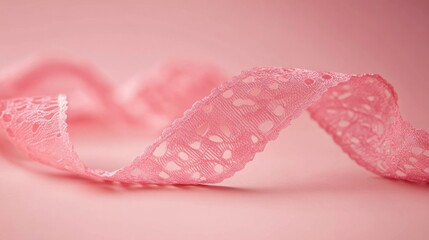 Delicate Pink Lace Ribbon on a Soft Pink Background