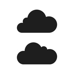 Cloud flat silhouette icons on white background vector illustration