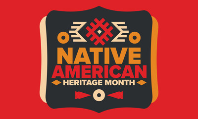 Native American Heritage Month in November. American Indian culture. Celebrate annual in United States. Tradition pattern. Poster, card, banner and background. Vector ornament, illustration