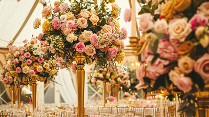 Grand wedding decoration in the country manor, floral decor and event celebration, flowers, wedding aisle and tablescape in the garden, English countryside style idea