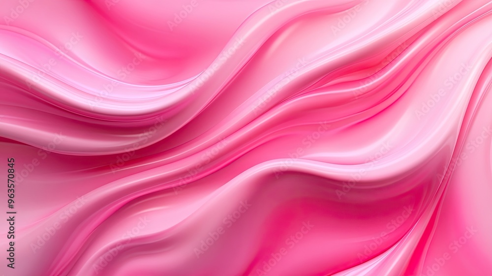 Poster soft flowing pink fabric texture with gentle curves and waves, creating a serene and elegant backgro