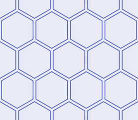 Minimal geometric background. Indigo Blue color on matching background. Hexagon mosaic pattern. Large hexagons. Seamless pattern. Tileable vector illustration.