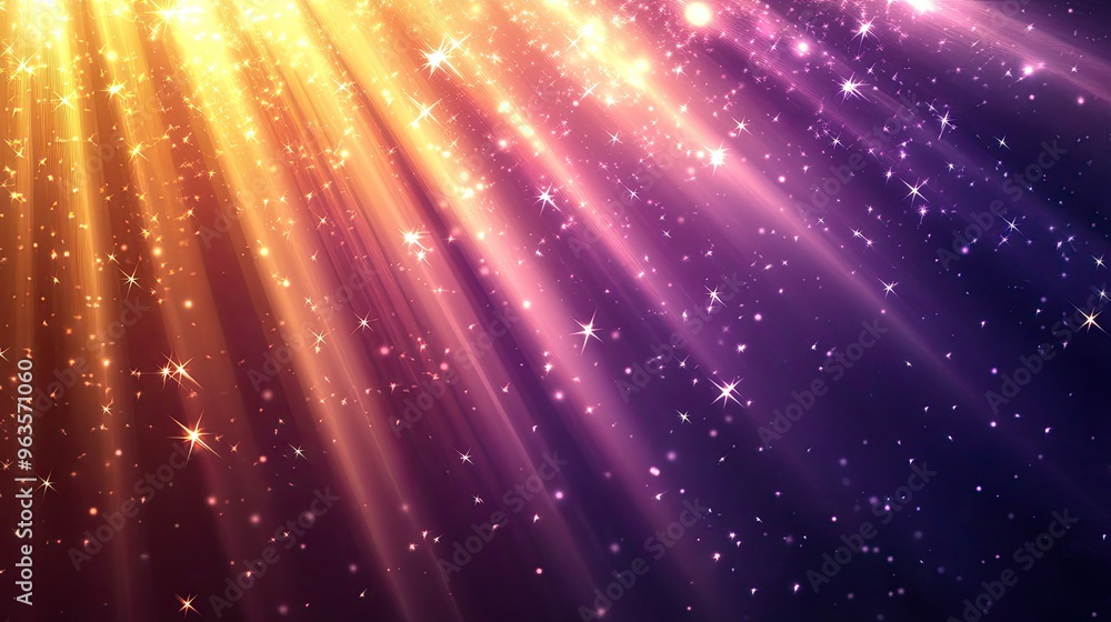 Poster stunning abstract image of radiant light rays and sparkling particles creating a magical atmosphere.