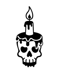 Halloween Skull Candle Vector Illustration on Transparent Background