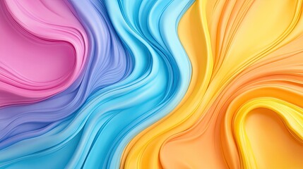 Vibrant abstract background showcasing flowing waves in pink, blue, and orange hues for creative design projects.