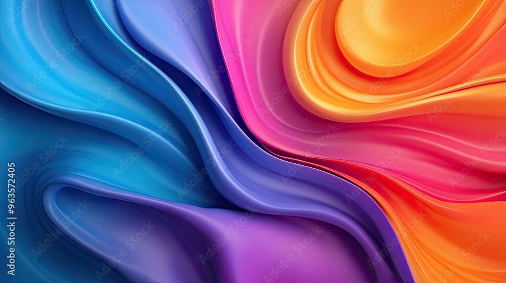 Poster vibrant abstract background with waves of color blending seamlessly, perfect for creative projects a