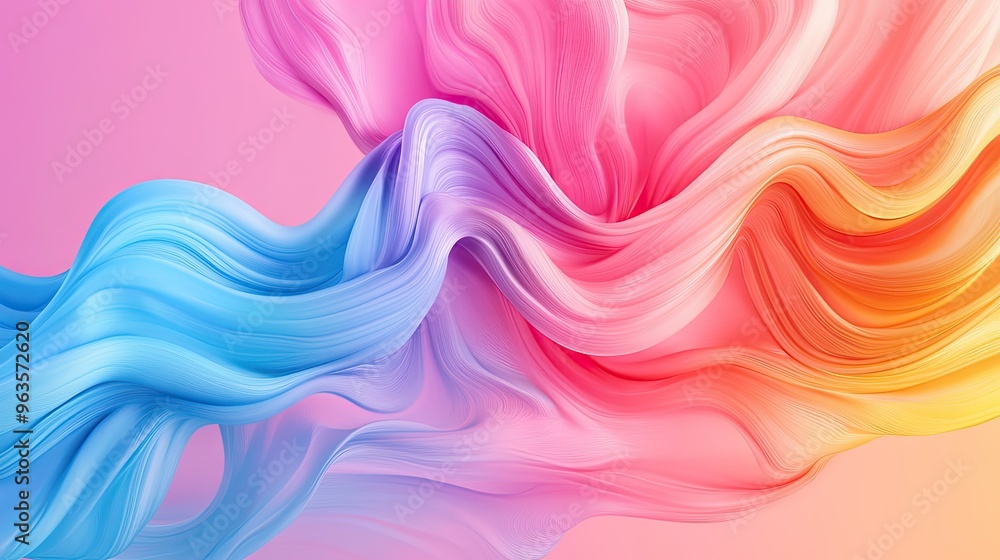 Poster vibrant abstract design with flowing colors in blue, pink, and orange, creating a dynamic and energe