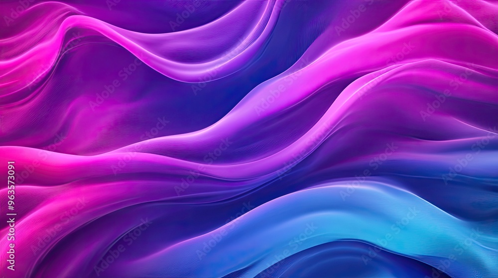 Poster vibrant abstract waves in shades of pink and blue, creating a smooth and dynamic visual effect for b