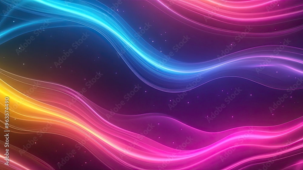 Poster vibrant light waves in various colors create a dynamic and captivating backdrop, perfect for modern 
