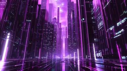 Obraz premium Neon Cityscape: A Futuristic Perspective