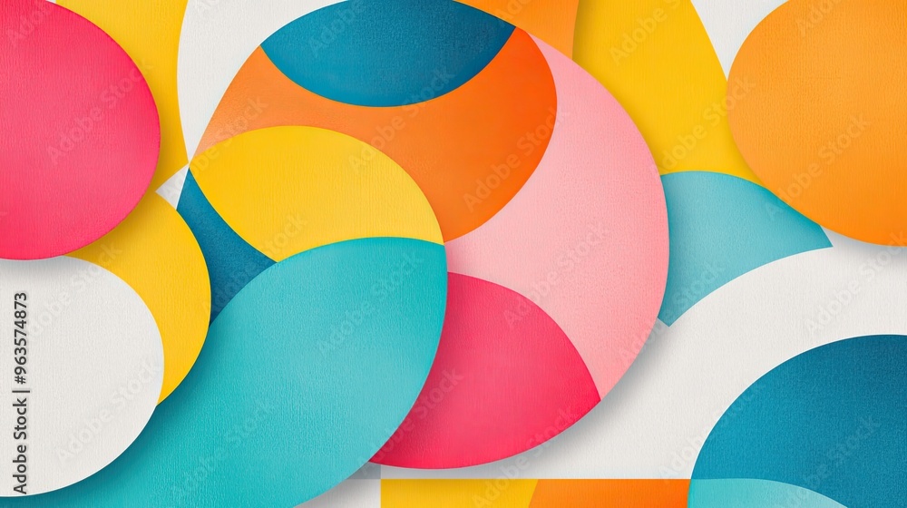 Poster vibrant paper circles in various colors create an abstract composition, perfect for modern design pr