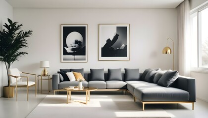 Photo interior modern design room 3d illustration