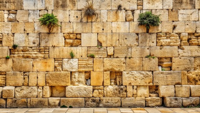 Old Jerusalem stone wall with weathered texture and ancient charm