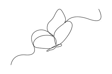 Continuous one line butterfly vector art illustration