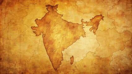 Vintage map of India on a crackled paper background