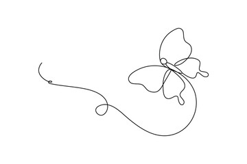 Continuous one line butterfly vector art illustration