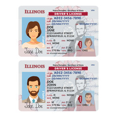 Template of skit driver license plastic card for USA Illinois
