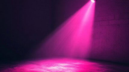Obraz premium Pink Spotlight on a Dark Room with a Rough Wall