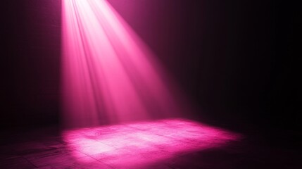 Pink Spotlight Illuminating a Dark Room Floor
