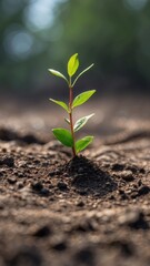 Fototapeta premium show a sapling emerging from scorched earth symbolizing conservation efforts.
