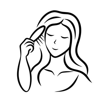recommend clip art: Woman brushing hair: personal care silhouette