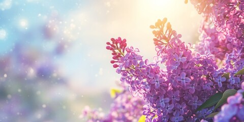 A stunning lilac bush in full bloom with vibrant purple flowers, beautifully contrasting with a serene outdoor background, ideal for nature lovers appreciating the beauty of flora