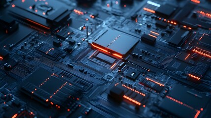 3D illustration of cybersecurity concept with glowing lock and circuits