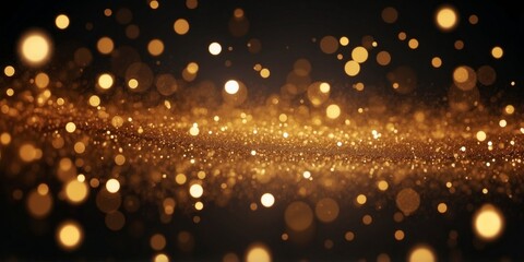 Celebratory background with gold glitter on black.