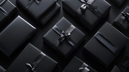 High-contrast Black Friday background with a dramatic interplay of light and shadow, emphasizing striking discount graphics and sleek product images