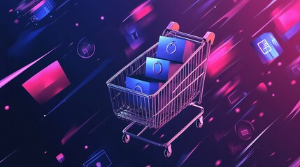Interactive Black Friday background featuring a countdown timer, vibrant sale graphics, and animated shopping carts, creating a sense of urgency