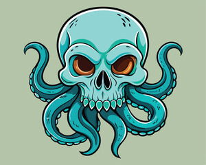 Skull octopus vector illustration