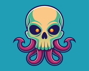 Skull octopus vector illustration