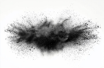 black powder explosion on white background