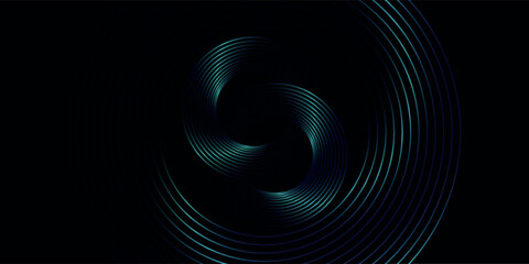 Abstract blue glowing geometric lines on dark blue background. Modern shiny blue circle lines pattern. Futuristic technology concept.eps10
