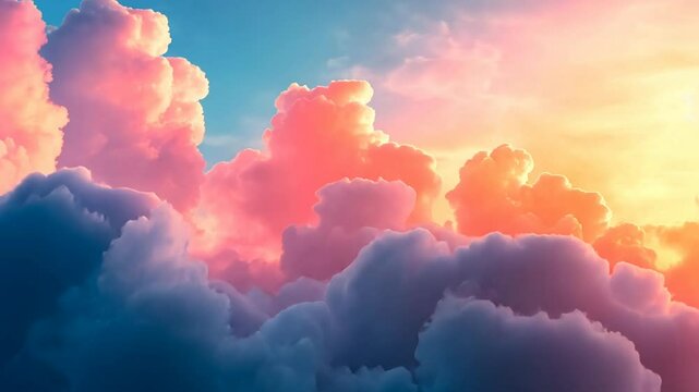 A vibrant cloudscape with pink and orange hues during a breathtaking sunset.