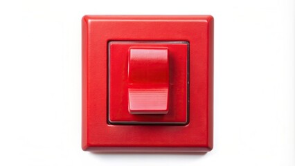 concept, device, on, clipping path, object, background., switch, toggle, isolated, symbol, control, symmetrical,red, Red power switch isolated on white background with clipping path