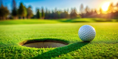 tee, green, outdoor, hole, grass, cup, leisure, competition, game, tilted, close-up, sport, ball, Golf ball on the green with the golf ball resting on the lip of the cup at a tilted angle
