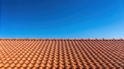 Roof tile with clear blue sky in the background for construction and architecture concepts