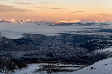 Esquel Chubut. Amanecer desde el cerro Calfu Mahuida o Cerro 21