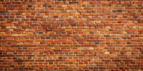 Panoramic view of a rugged, old red brown brick wall background