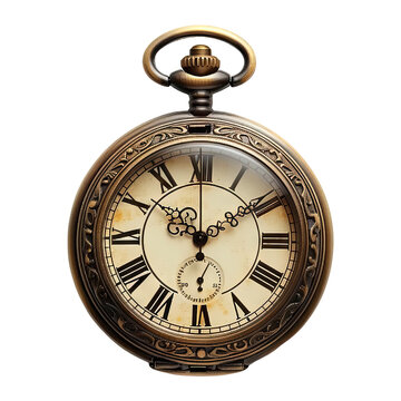 recommend clip art: Vintage pocket watch with Roman numerals, isolated on white background