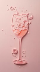 Elegant glass of pink champagne on artistic abstract background